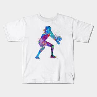 Girl Volleyball Watercolor Painting Art Print Sports Gifts Kids T-Shirt